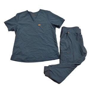 FIGS XXL Blue Scrub Set Casma V-Neck Top and Jogger Pants Technical Collection